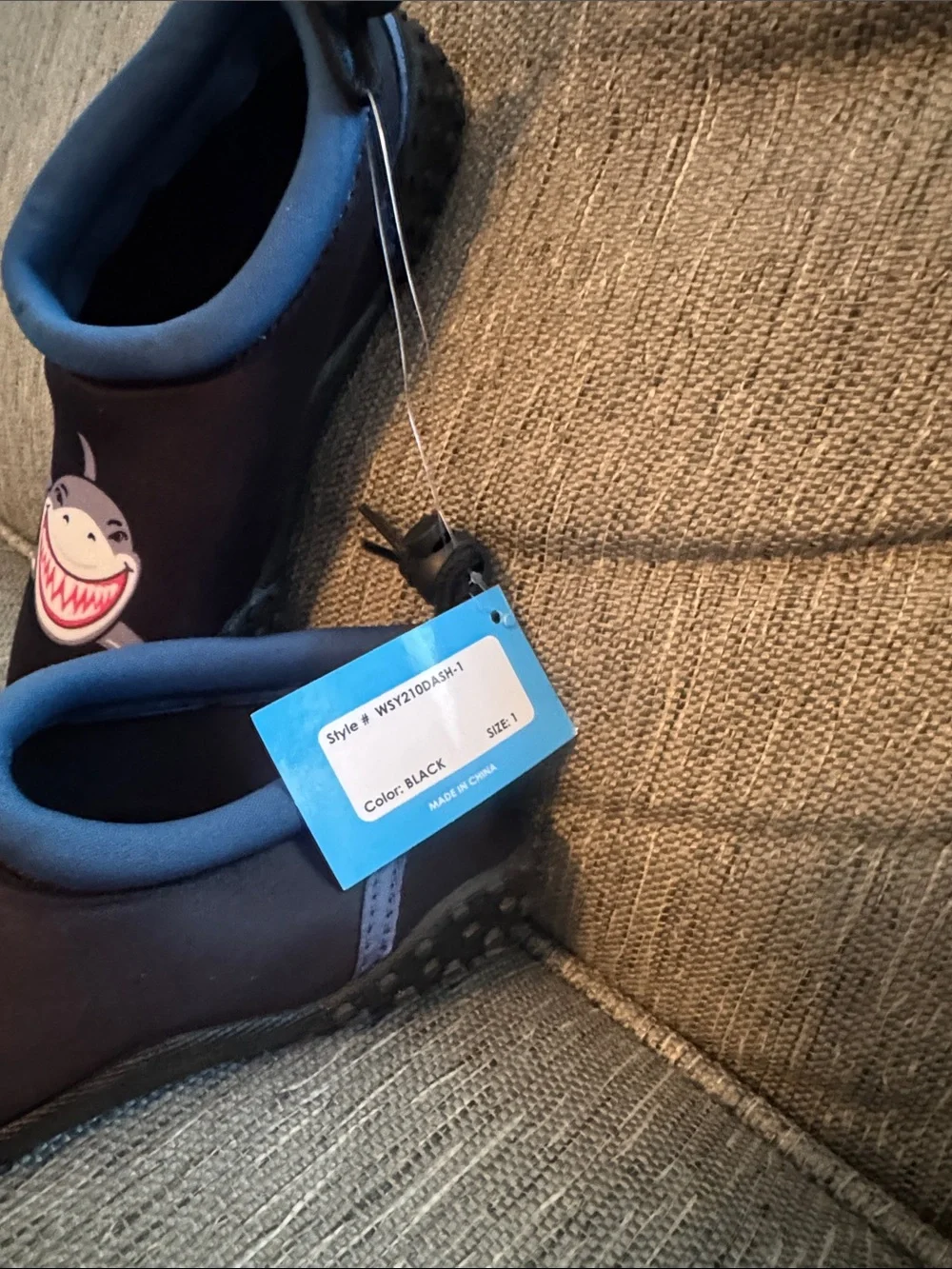 ***2/$15***  Kids Shark Slip-On Water Shoes in Black and Blue